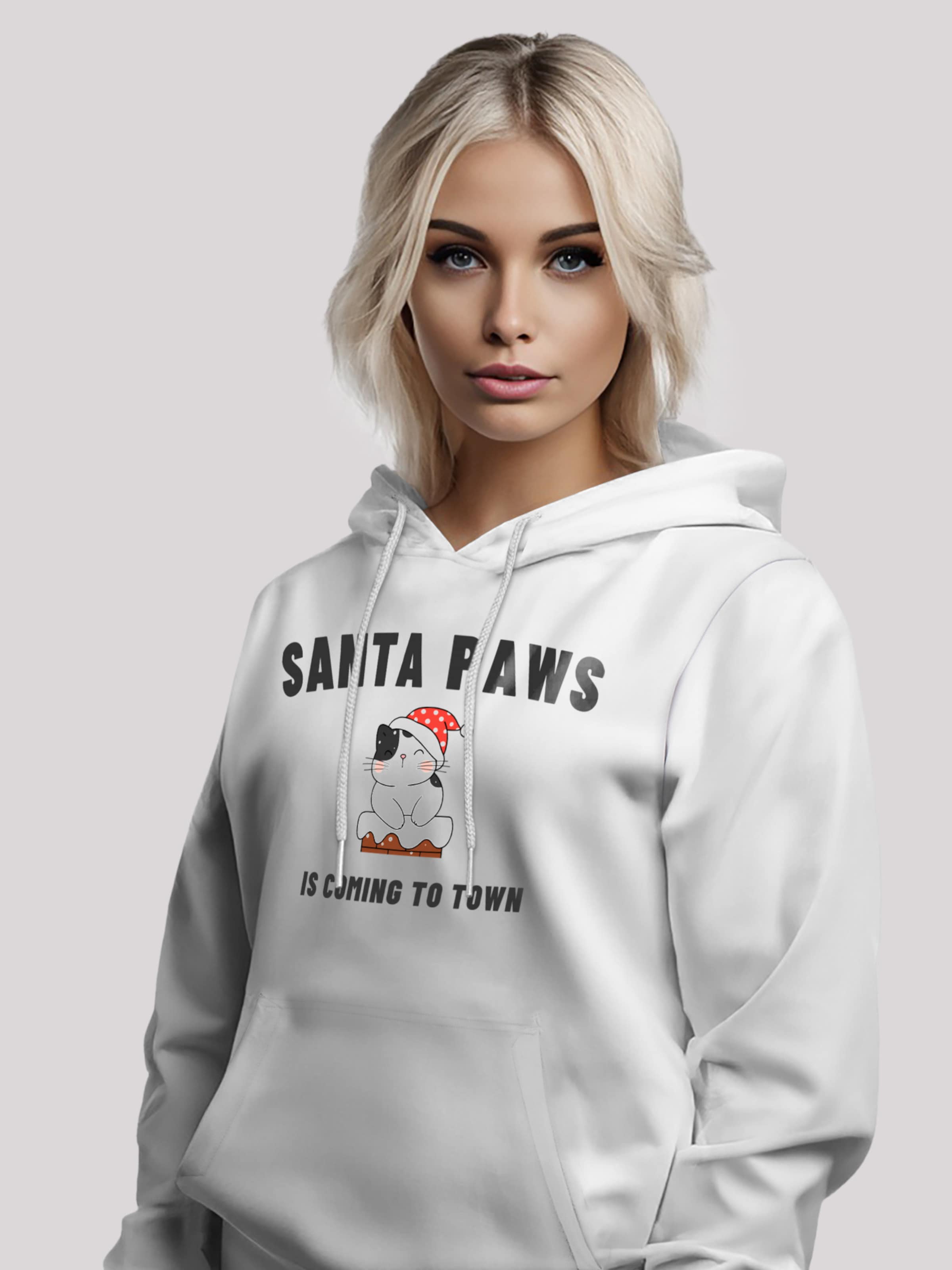 F4NT4STIC Sweatshirt 'Santa Paws Christmas Cat' in White | ABOUT YOU