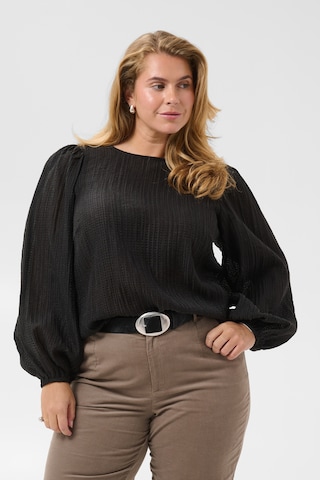 KAFFE CURVE Blouse in Zwart: voorkant