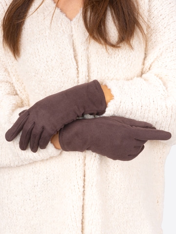 Seasons of April Full Finger Gloves ' Thea ' in Brown: front