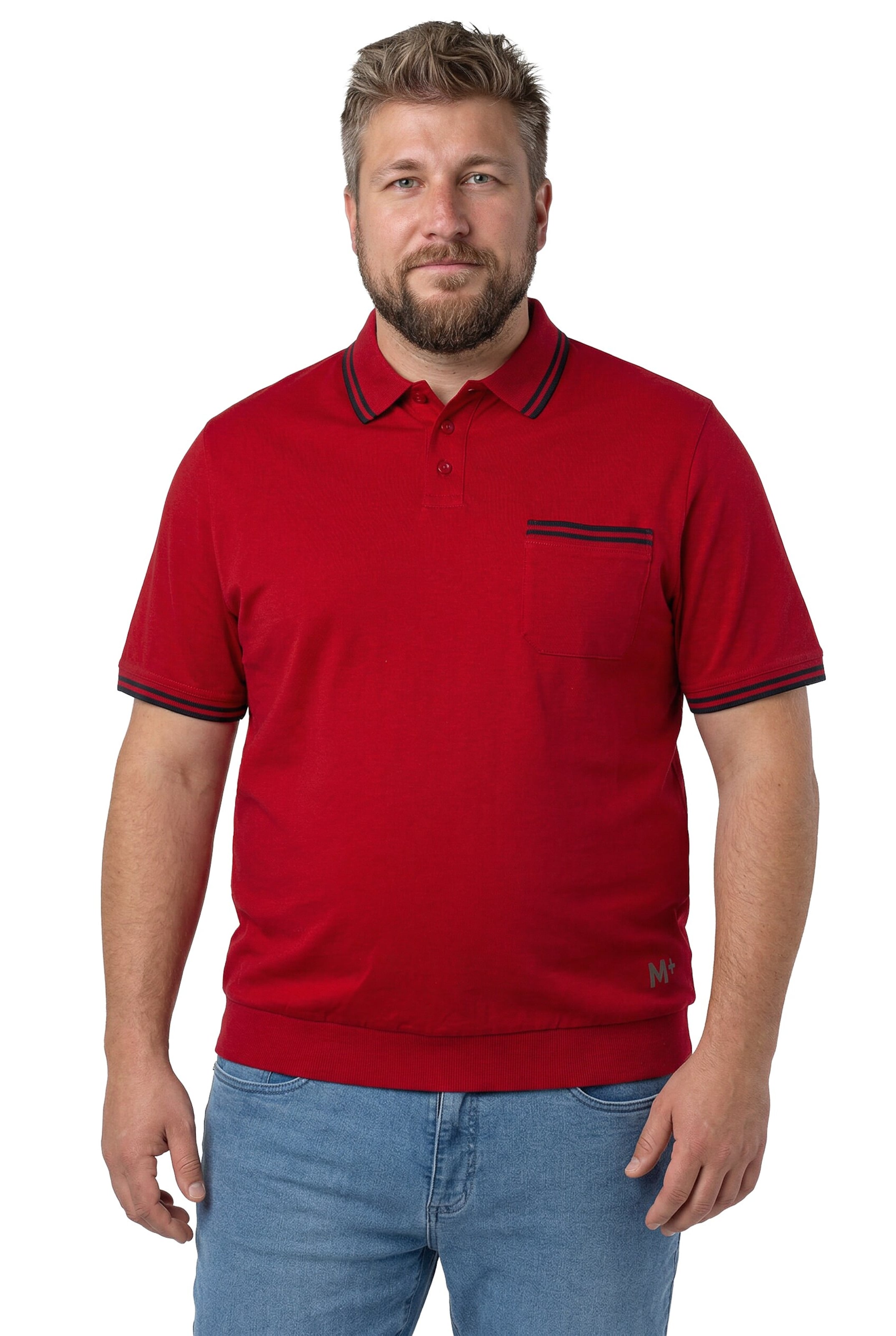 Men Plus Shirt in Red: front