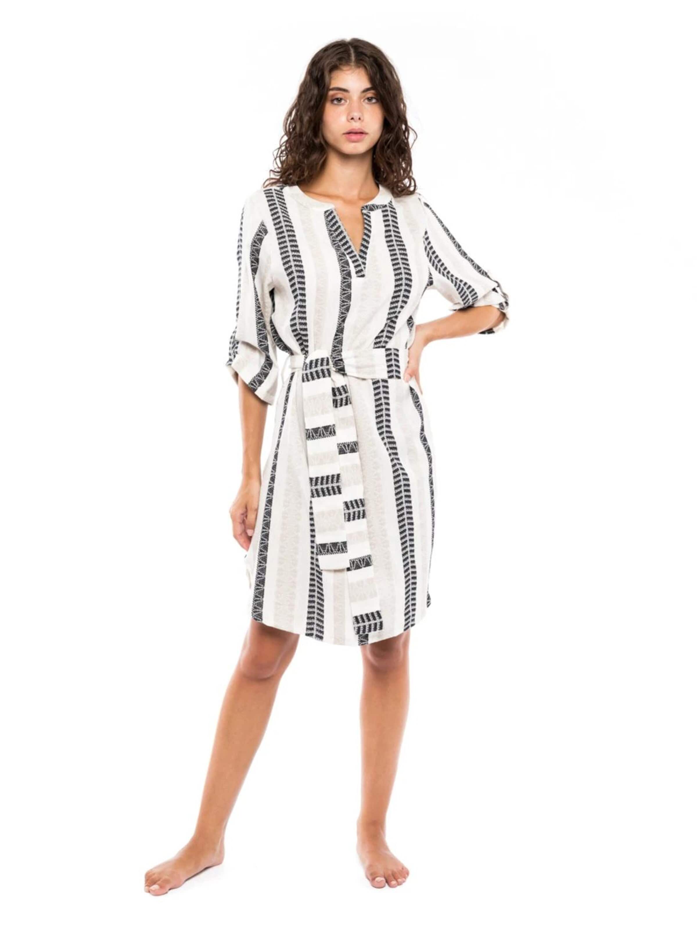 Pink Label Καλοκαιρινό φόρεμα 'BEACHWEAR BEIGE & BLACK EMBROIDERY' σε μπεζ: μπροστά