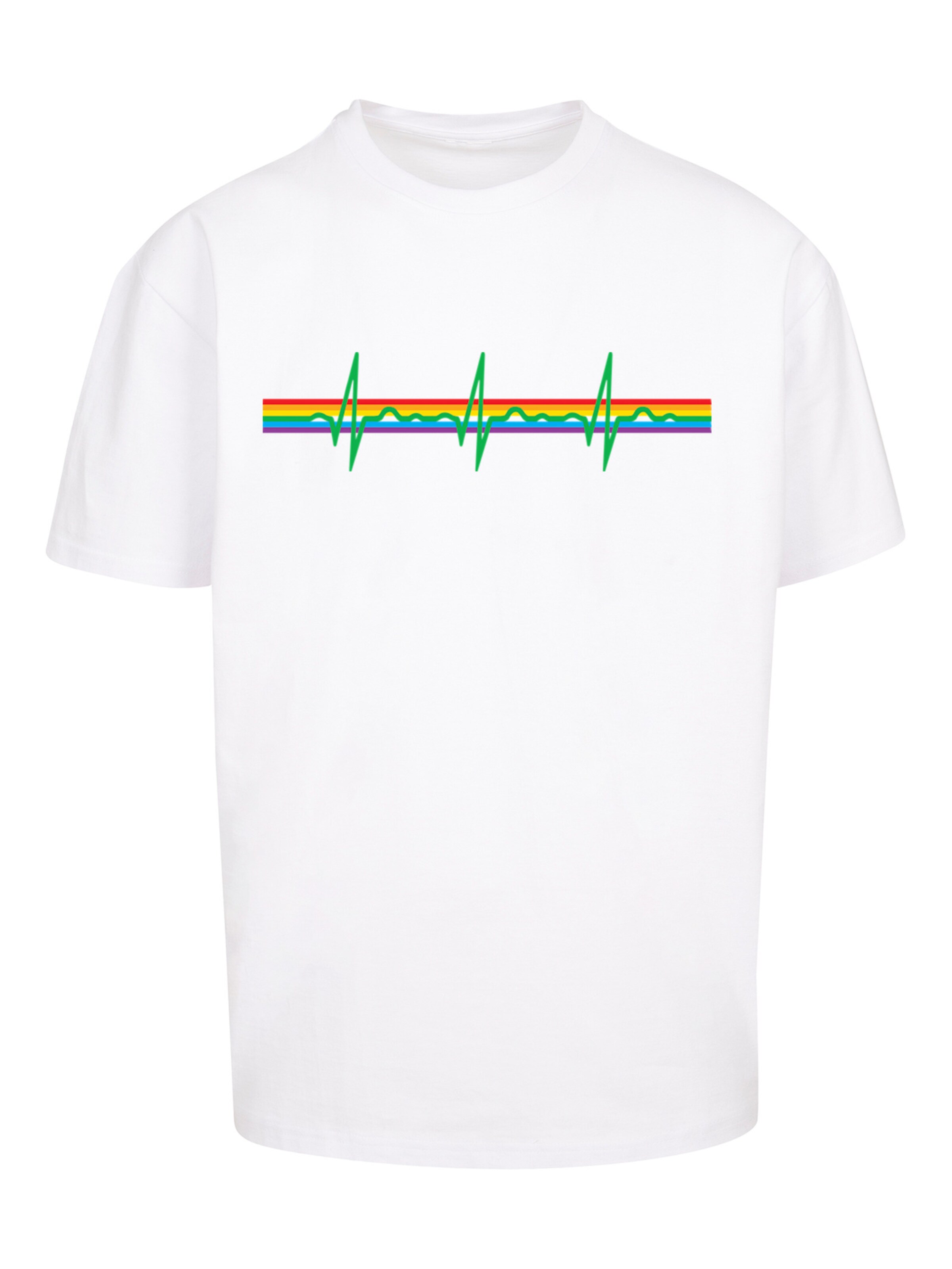 T-Shirt 'Pink Floyd Prisma Heartbeat Rock Band Album DSOTM' F4NT4STIC en blanc : devant