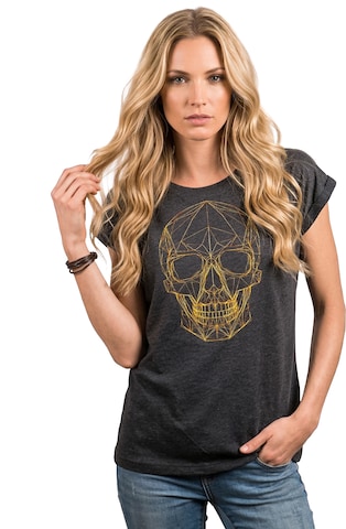 MAKAYA Shirt 'Line Skull' in Grey: front