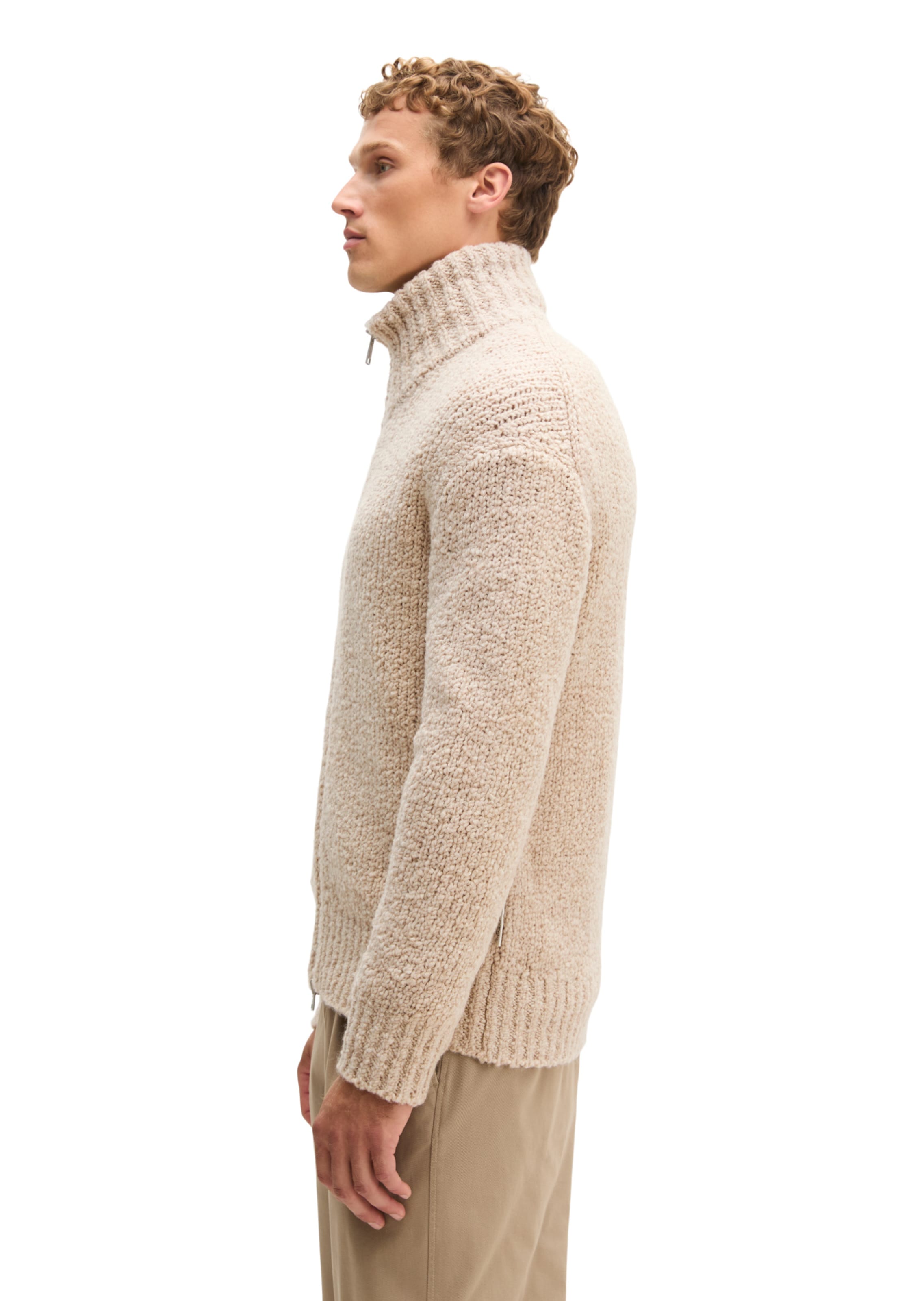 Marc O'Polo Gebreid vest in Beige: zijkant
