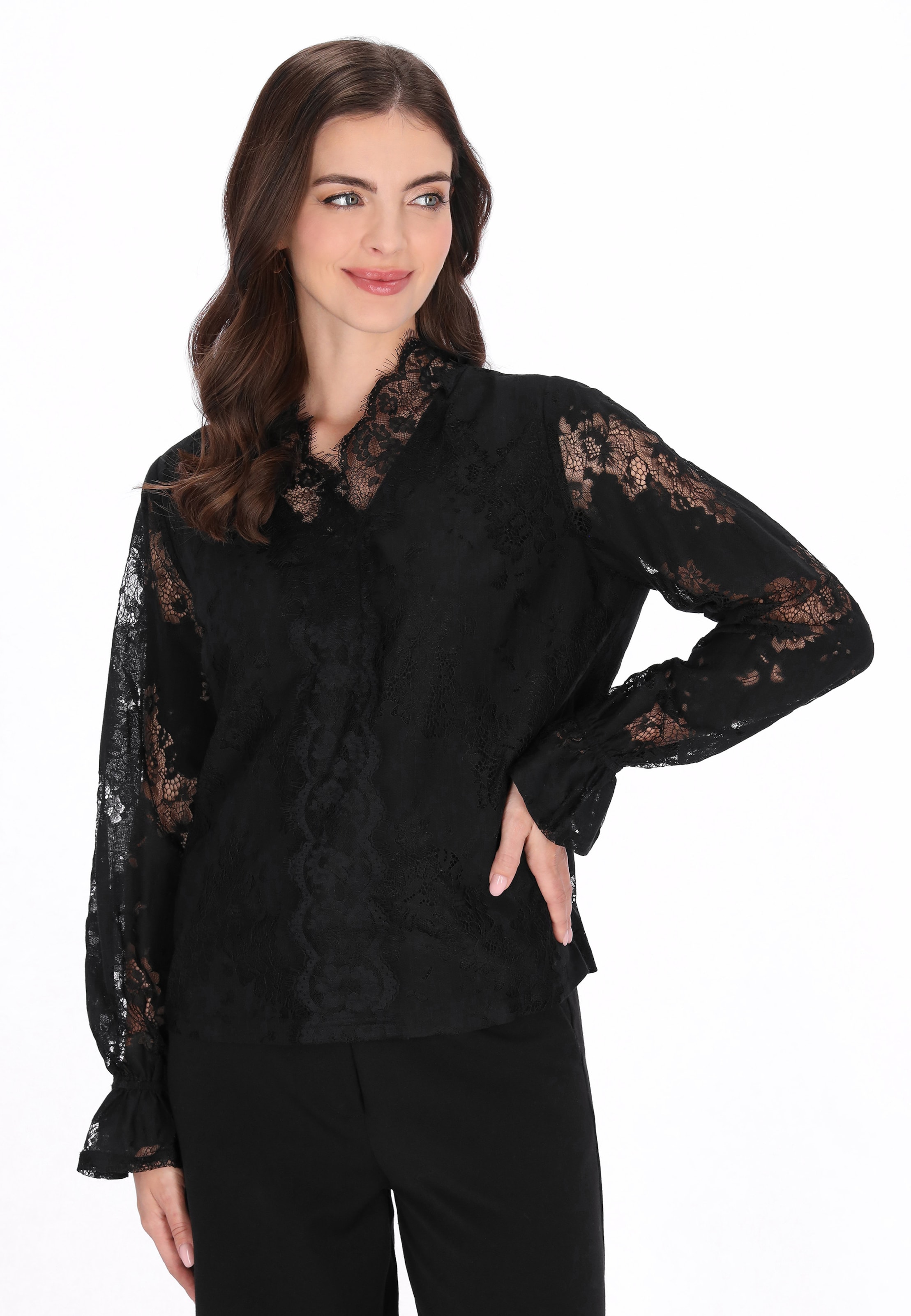 usha BLACK LABEL - Blusa en negro: frente