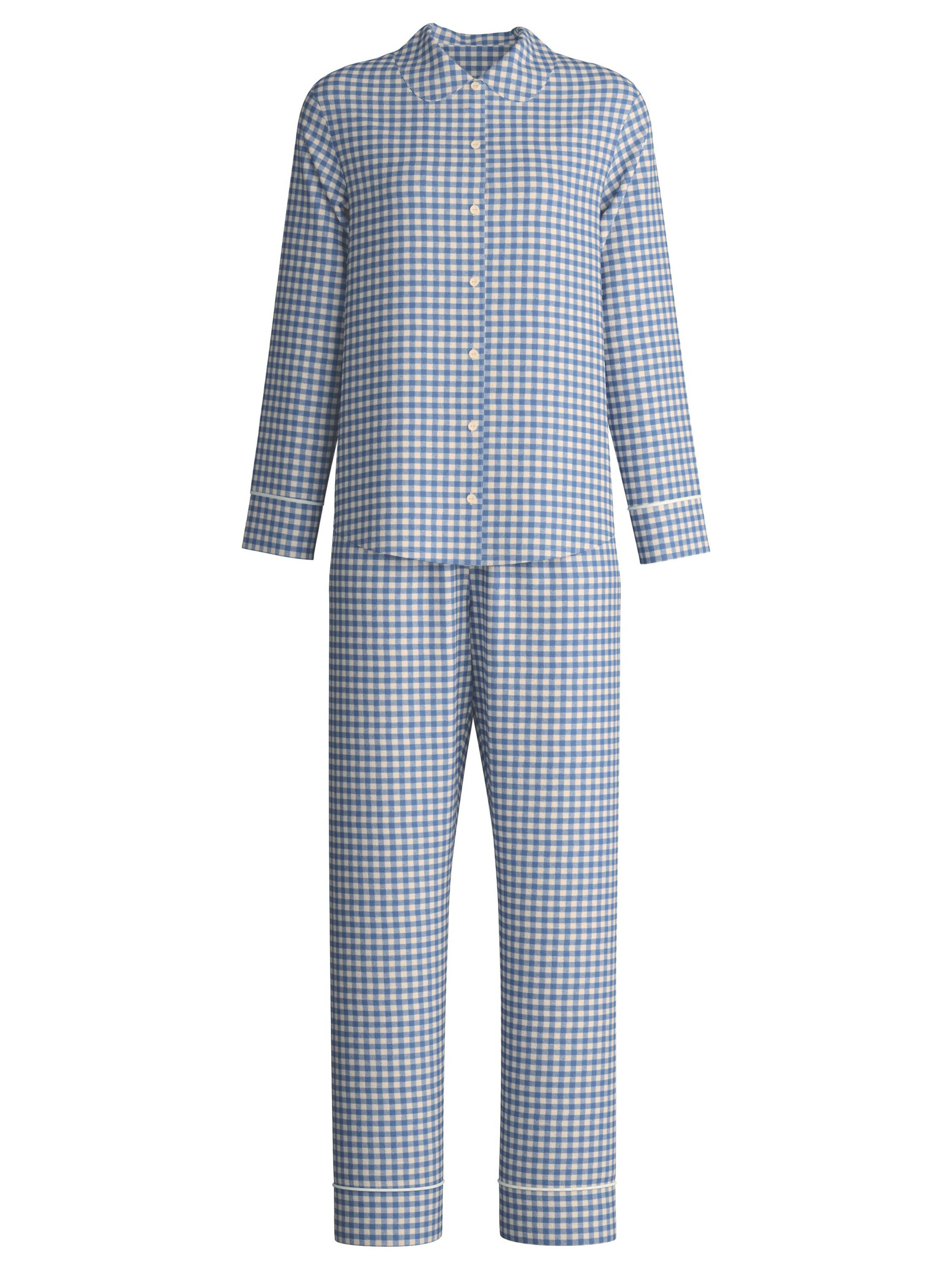 CALIDA Pyjama 'Flannel Dreams'‌‌‌ in Blau: Vorderseite