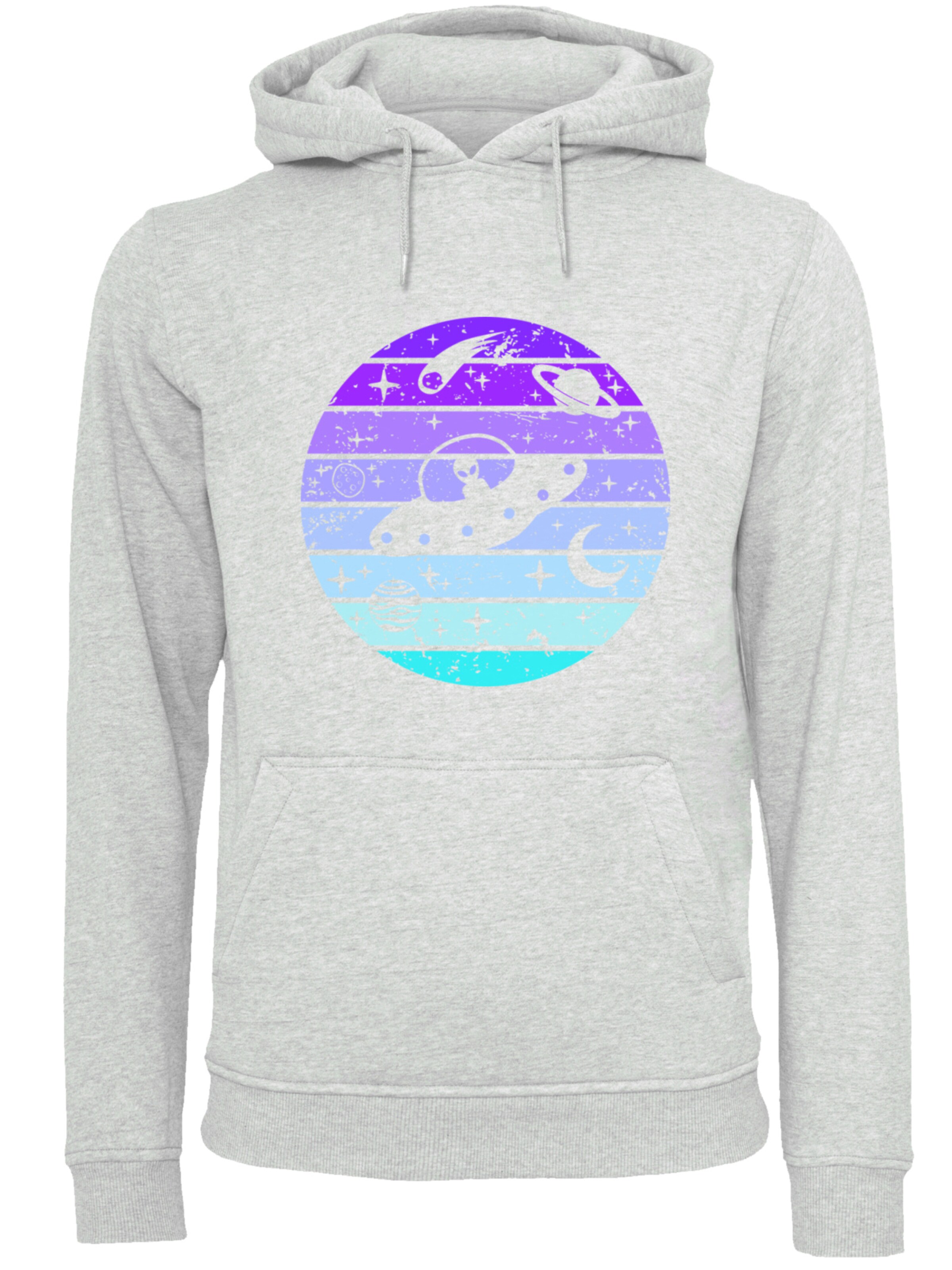 F4NT4STIC Sweatshirt 'Retro Alien Weltraum Sonnenuntergang' in Grey: front