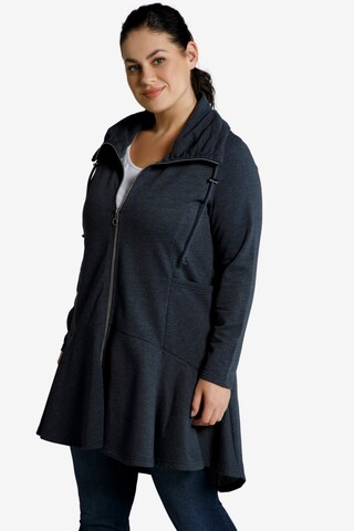 Ulla Popken Zip-Up Hoodie in Blue: front