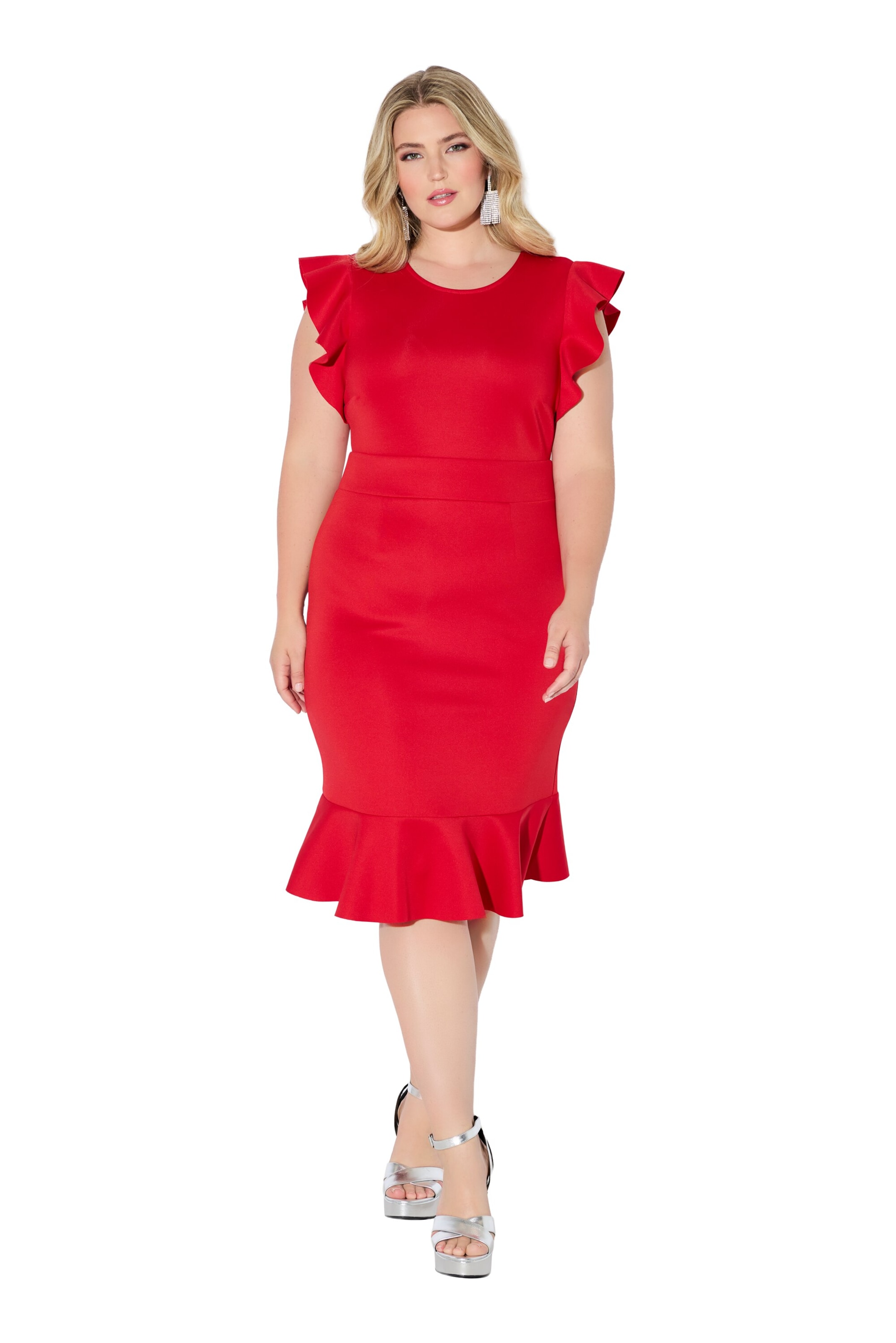 Robe fourreau Ulla Popken en rouge : devant