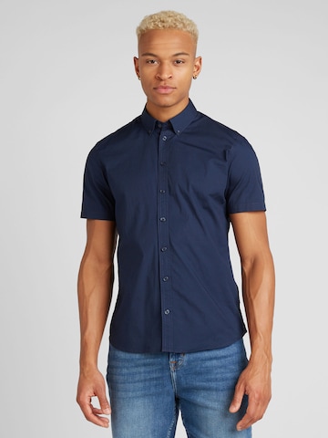 Coupe slim Chemise BLEND en bleu : devant