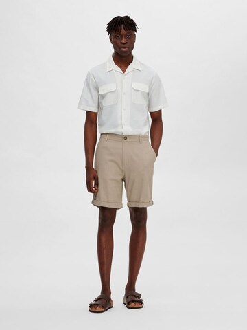 SELECTED regular Lærredsbukser 'Luton' i beige