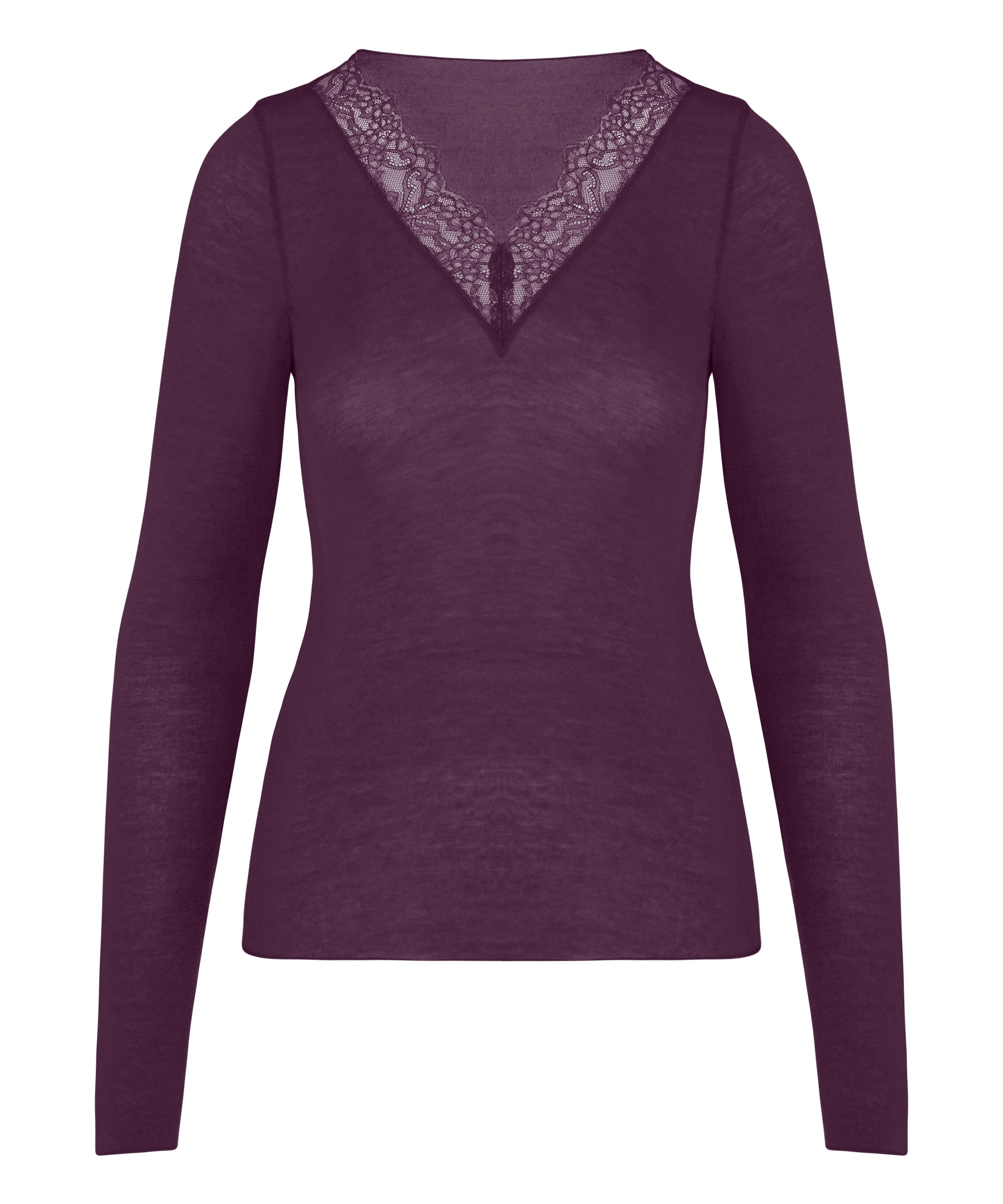 Hunkemöller Slaapshirt 'V-neck with Cashmere' in Lila: voorkant