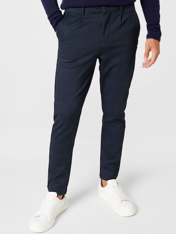 Kronstadt Slimfit Bandplooibroek in Blauw: voorkant