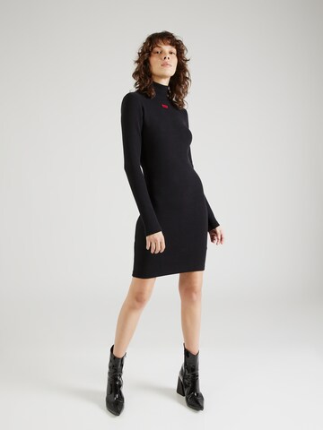HUGO Gebreide jurk 'Naloniki' in Zwart: voorkant