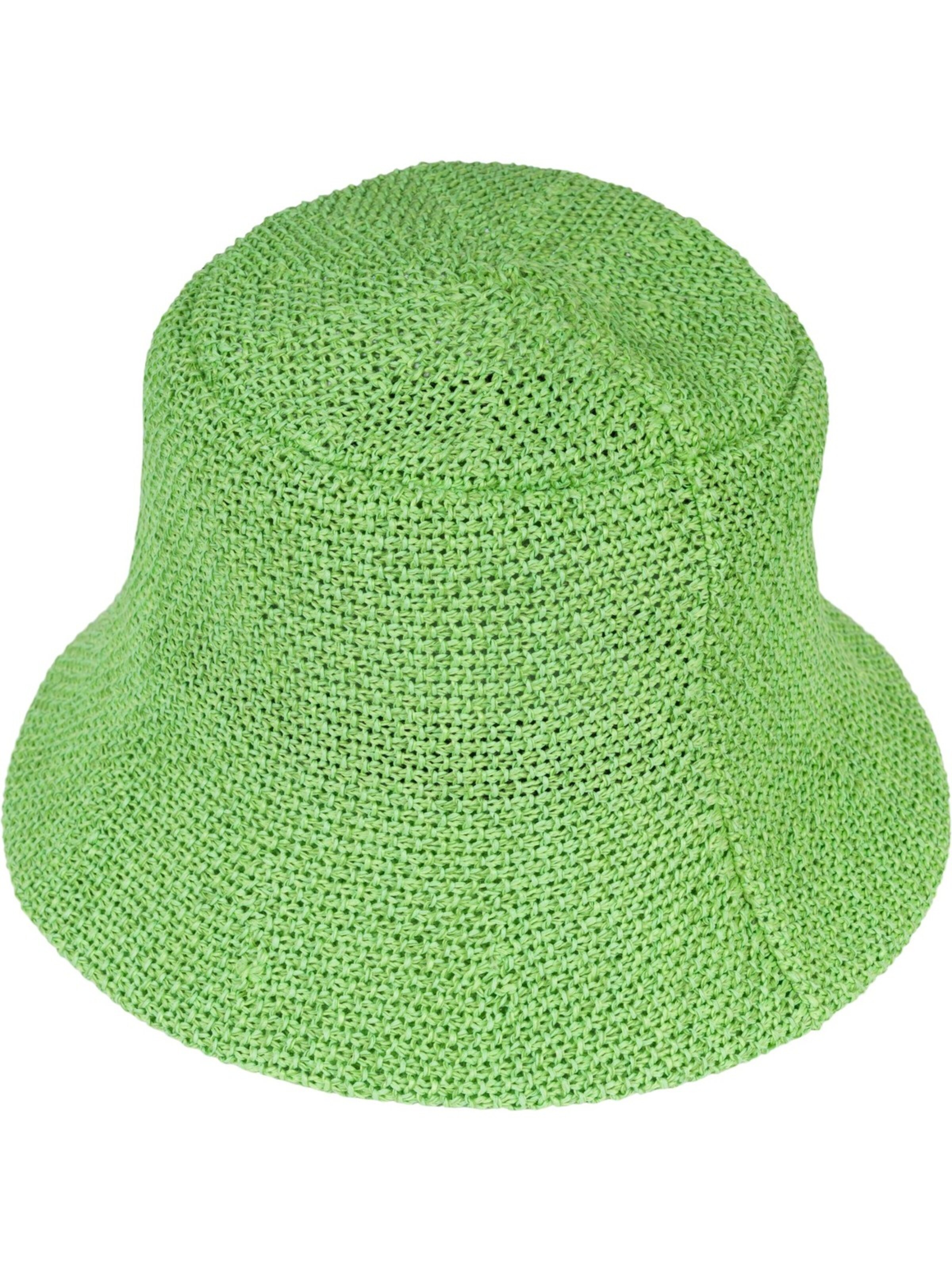 styleBREAKER Hut 'Fischerhut aus Papierstroh - Knautschhut'‌‌‌‌‌‌‌ in Grün