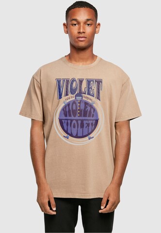 ABSOLUTE CULT T-Shirt  'Willy Wonka - Violet Turning' in Beige: predná strana