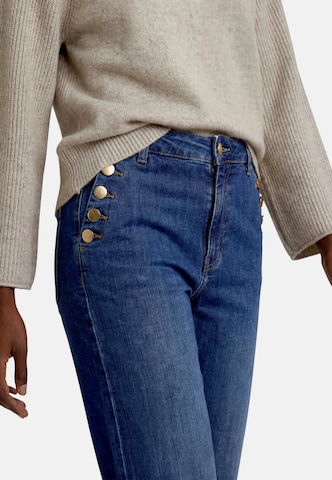zero Slimfit Damen Jeans mit Zierknöpfen in Blau