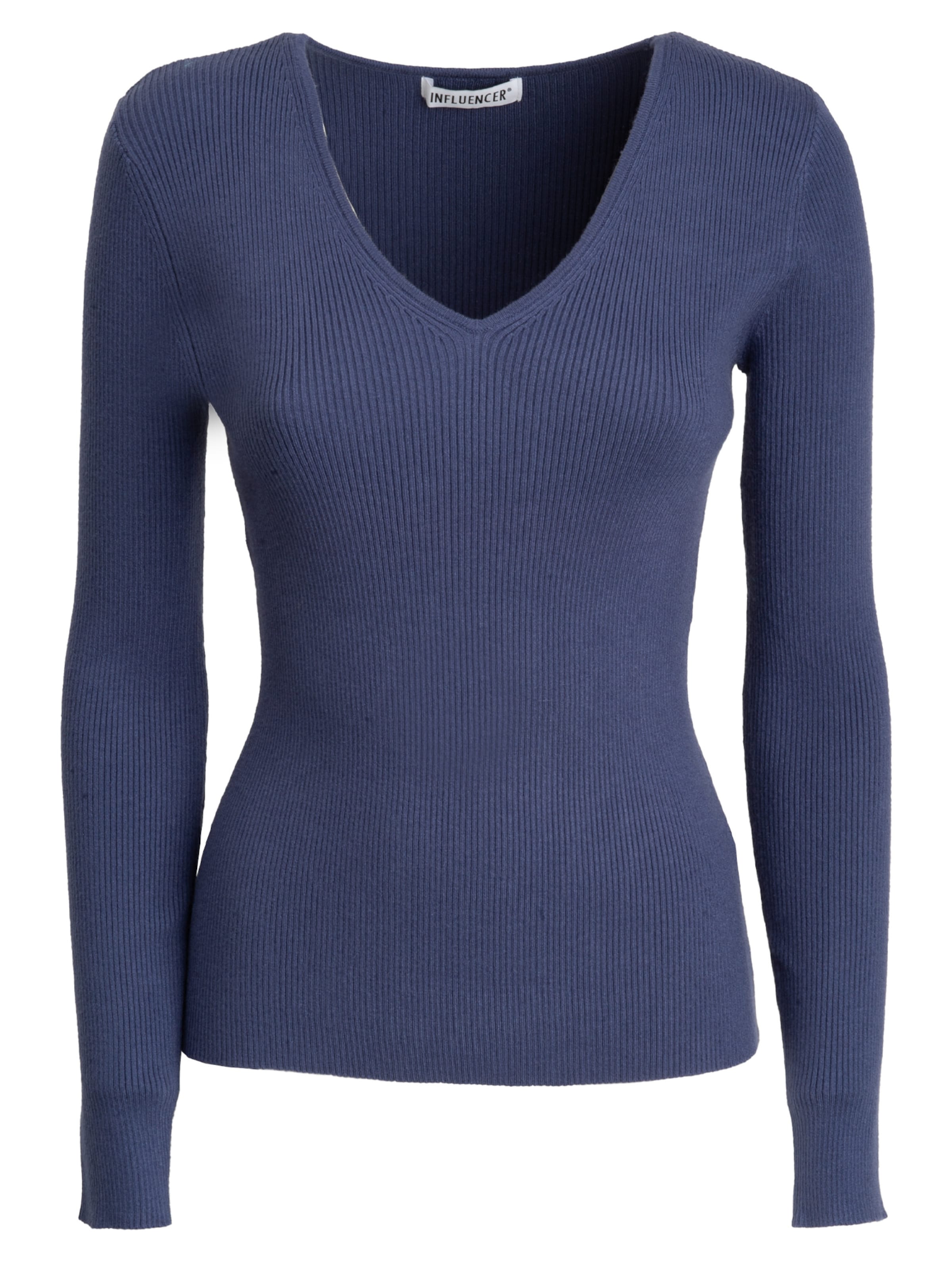 Pullover 'Ribbed' di Influencer in blu: frontale