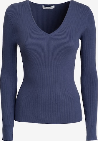 Influencer Pullover 'Ribbed' in Blau: Vorderseite