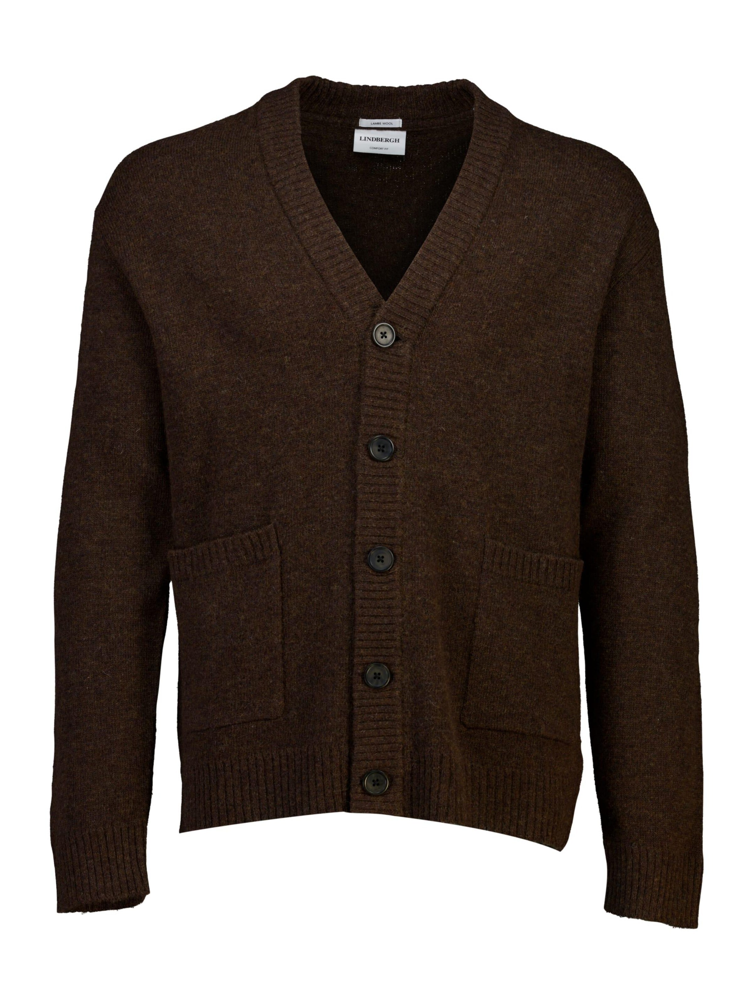 Lindbergh Gebreid vest in Bruin: voorkant