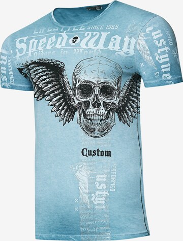 Rusty Neal Shirt 'Flying Skull' in Blue