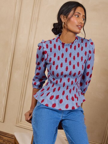 Chemisier love & roses en bleu