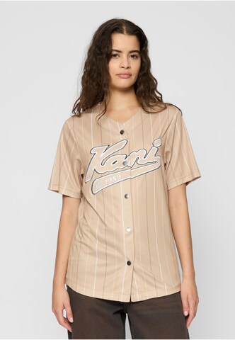 Karl Kani - Camisola de futebol 'Varsity' em bege: frente