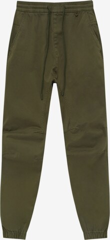 Pull&Bear Tapered Trousers in Green: front