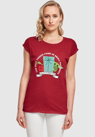 ABSOLUTE CULT Shirt 'The Mandalorian - Galaxy's Greetings' in Red: front