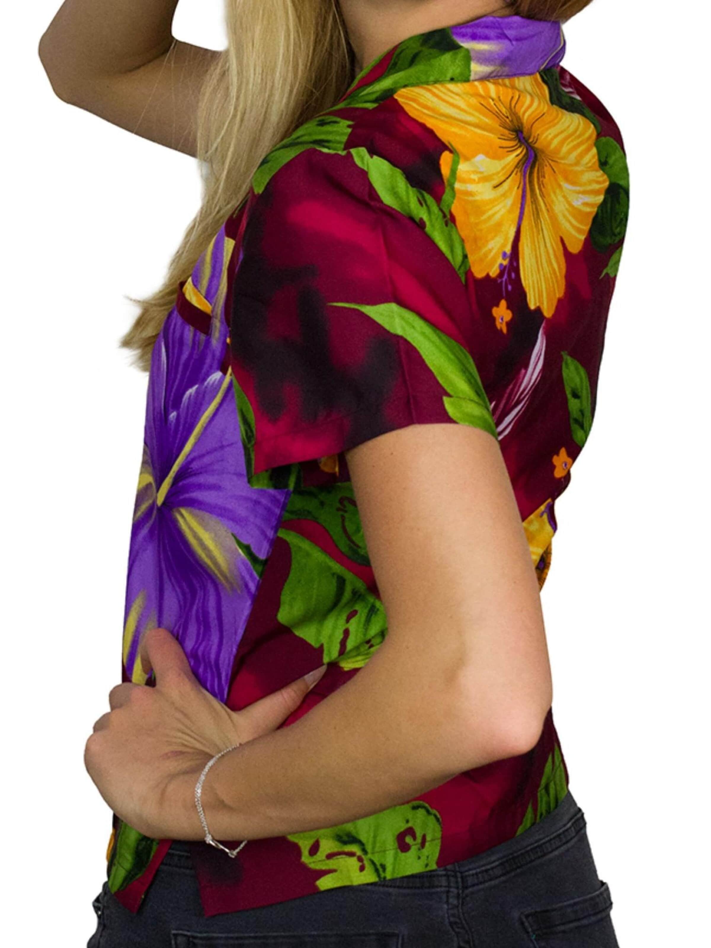 Camicia da donna 'Big Flower' di King Kameha in rosso