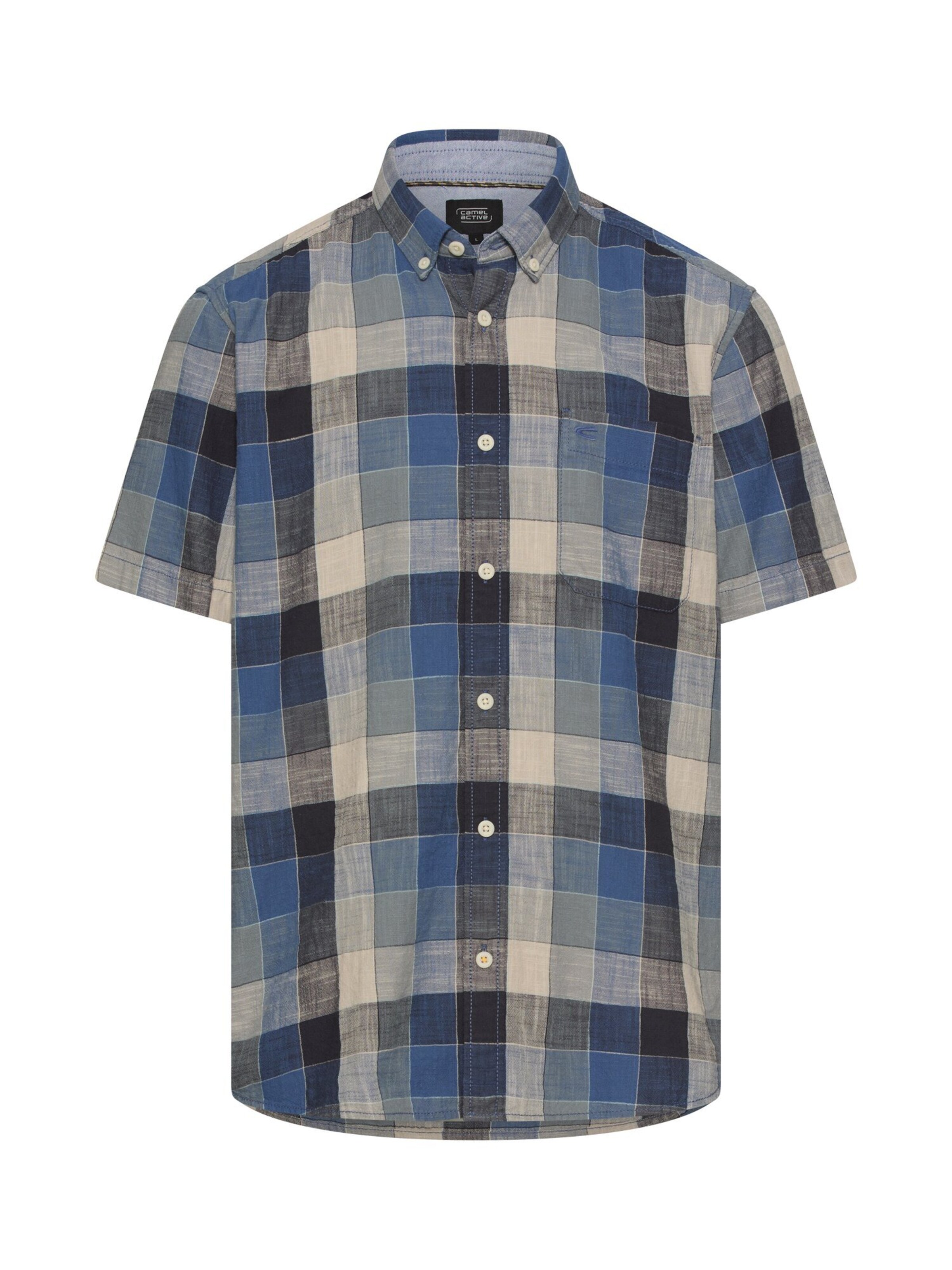 CAMEL ACTIVE Karohemd aus reiner Baumwolle in Blau: Vorderseite