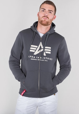 ALPHA INDUSTRIES Sweat jacket in Grey: front