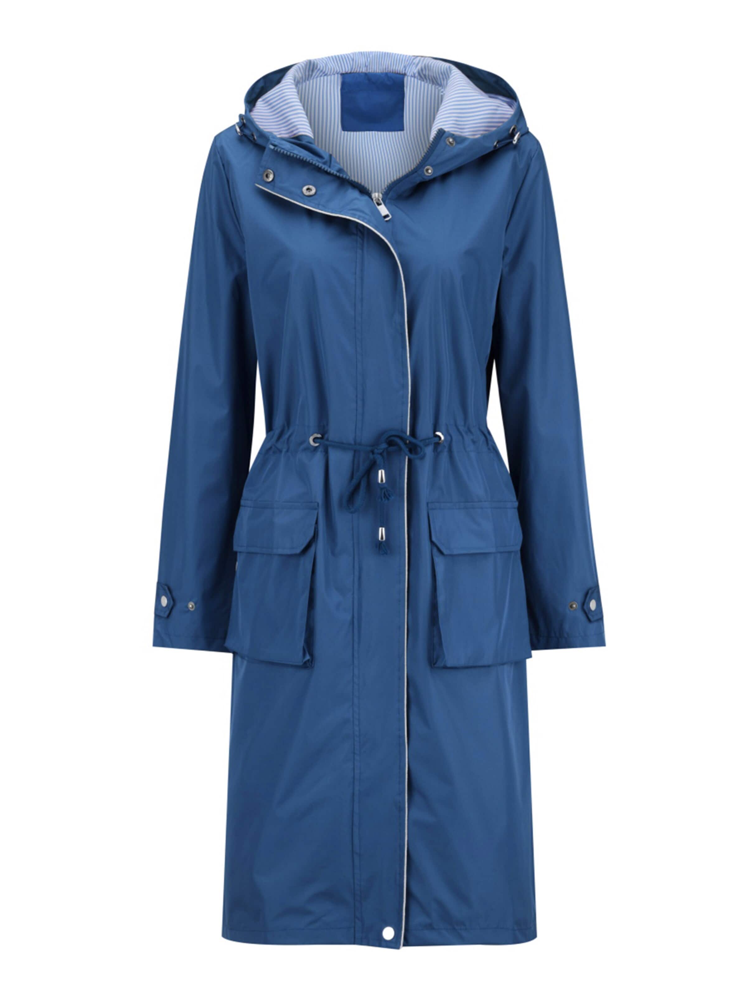 YOUTHUP Between-Seasons Coat 'Schwebe' in Blue: front