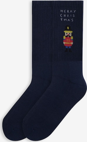 Von Jungfeld Socks 'Tennis Weihnachtsmotive' in Blue: front