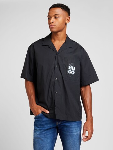 HUGO Regular Fit Hemd 'Egeeno' in Schwarz: Vorderseite