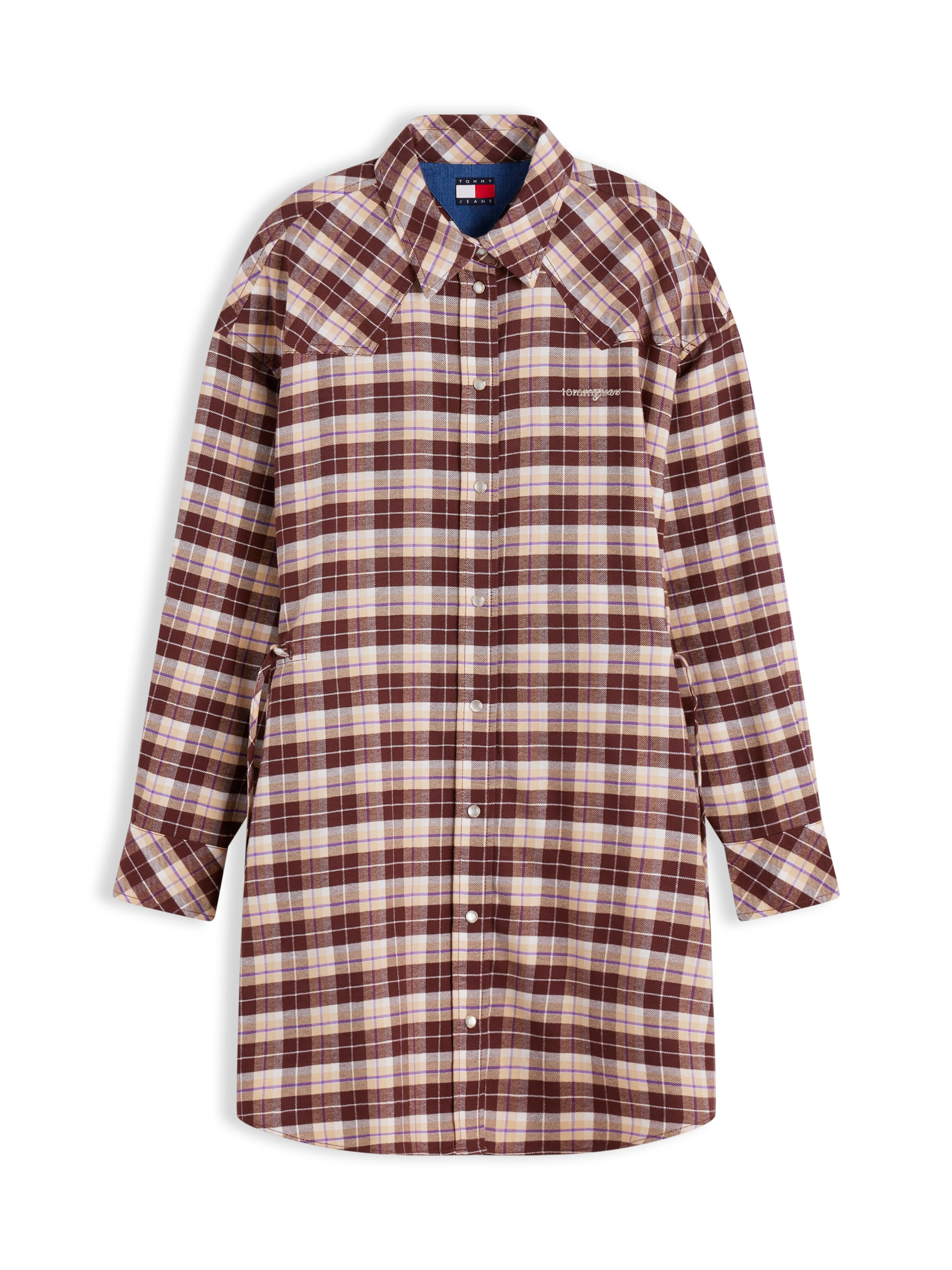 Tommy Jeans Blousejurk in Bruin: voorkant