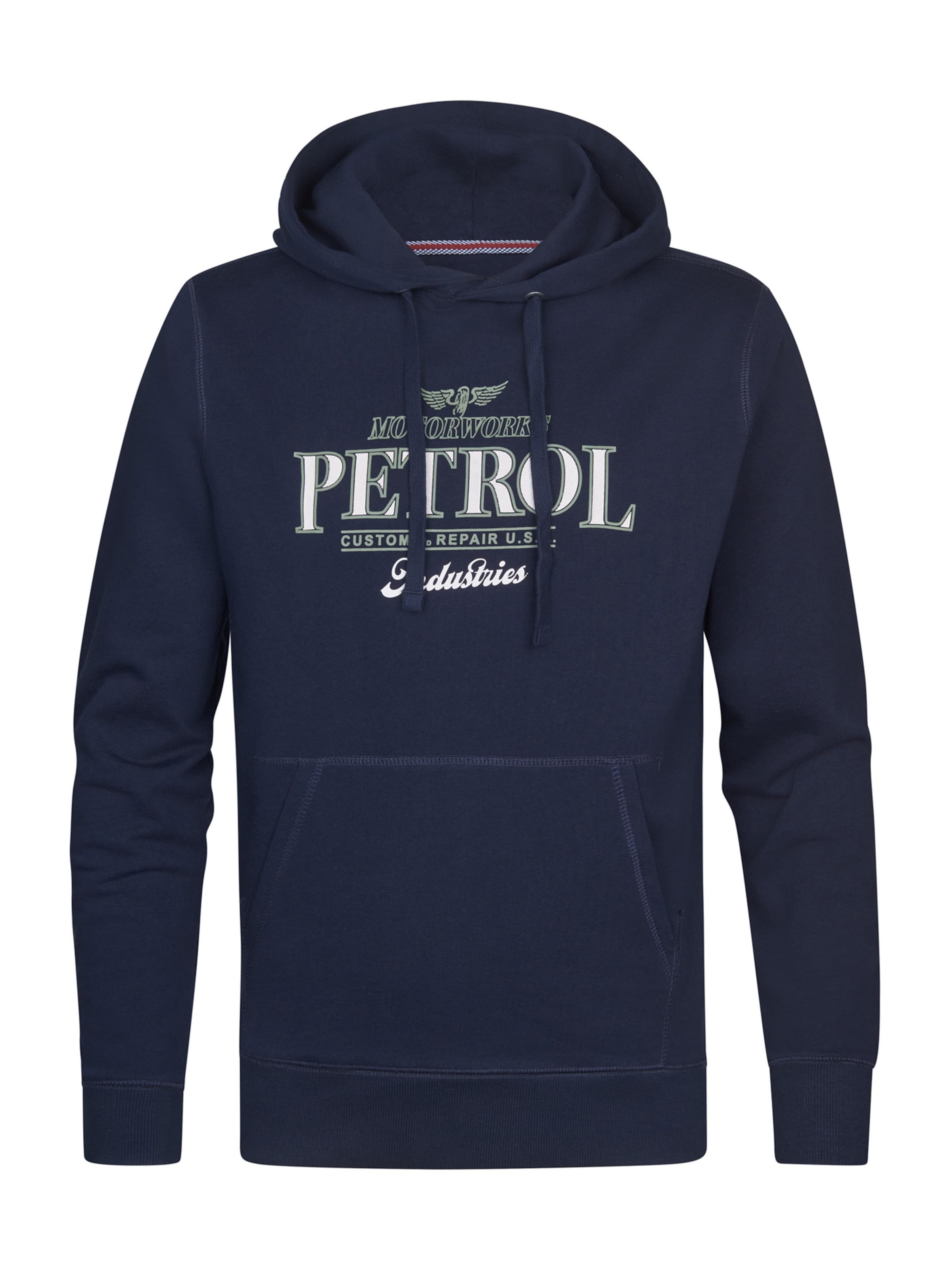 Petrol Industries Μπλούζα φούτερ σε ναυτικό μπλε / πράσινο παστέλ / λευκό, Άποψη προϊόντος