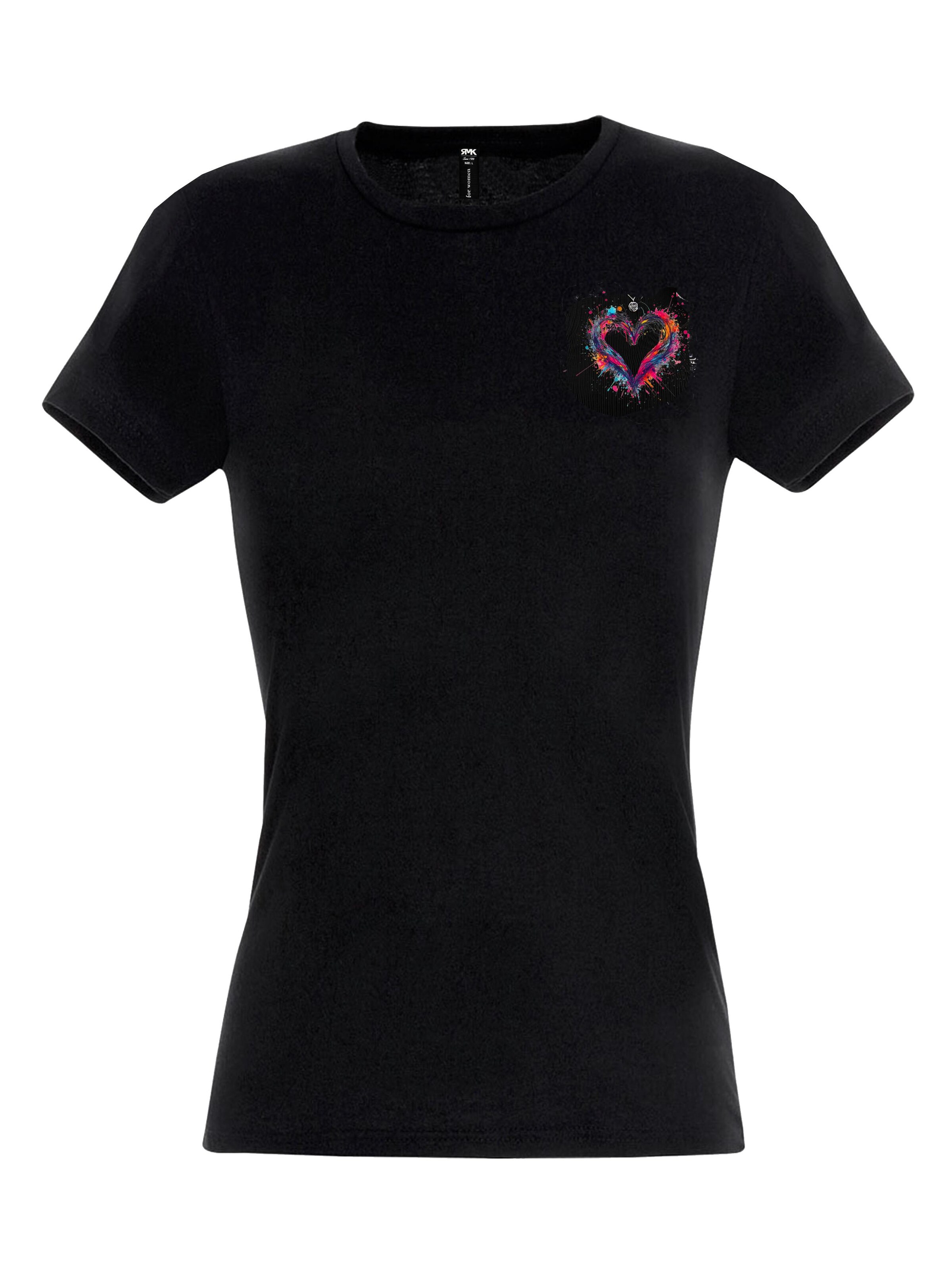 RMK Shirt '“ Heart Rundhals   ”'‌‌ in black denim, Produktansicht