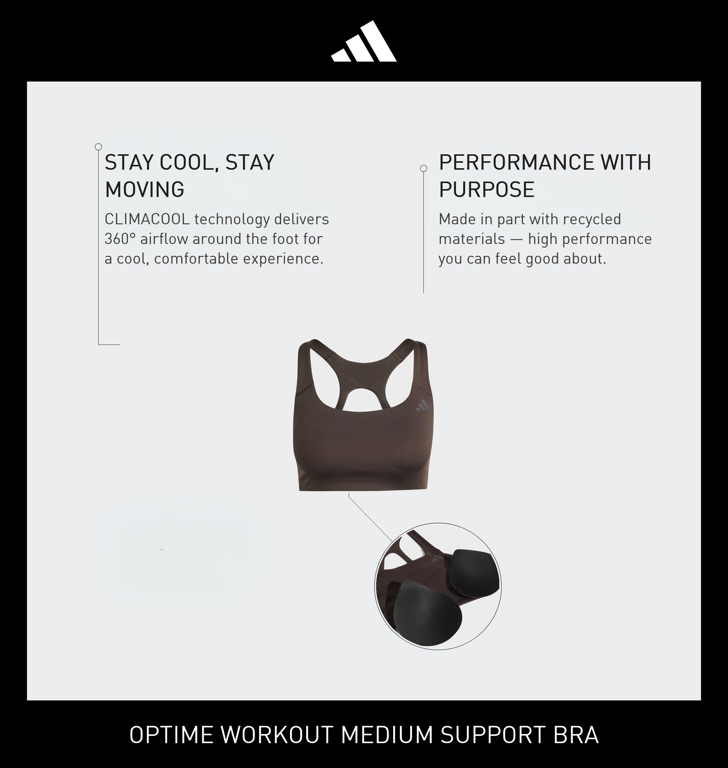 ADIDAS PERFORMANCE - Bustier Sujetador deportivo 'Optime' en marrón
