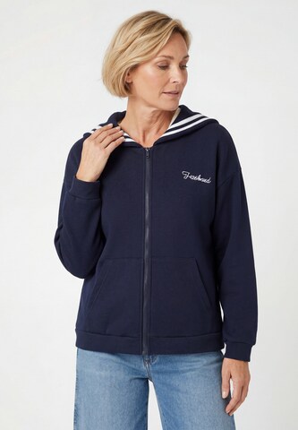 usha BLUE LABEL Sweatvest in Blauw: voorkant
