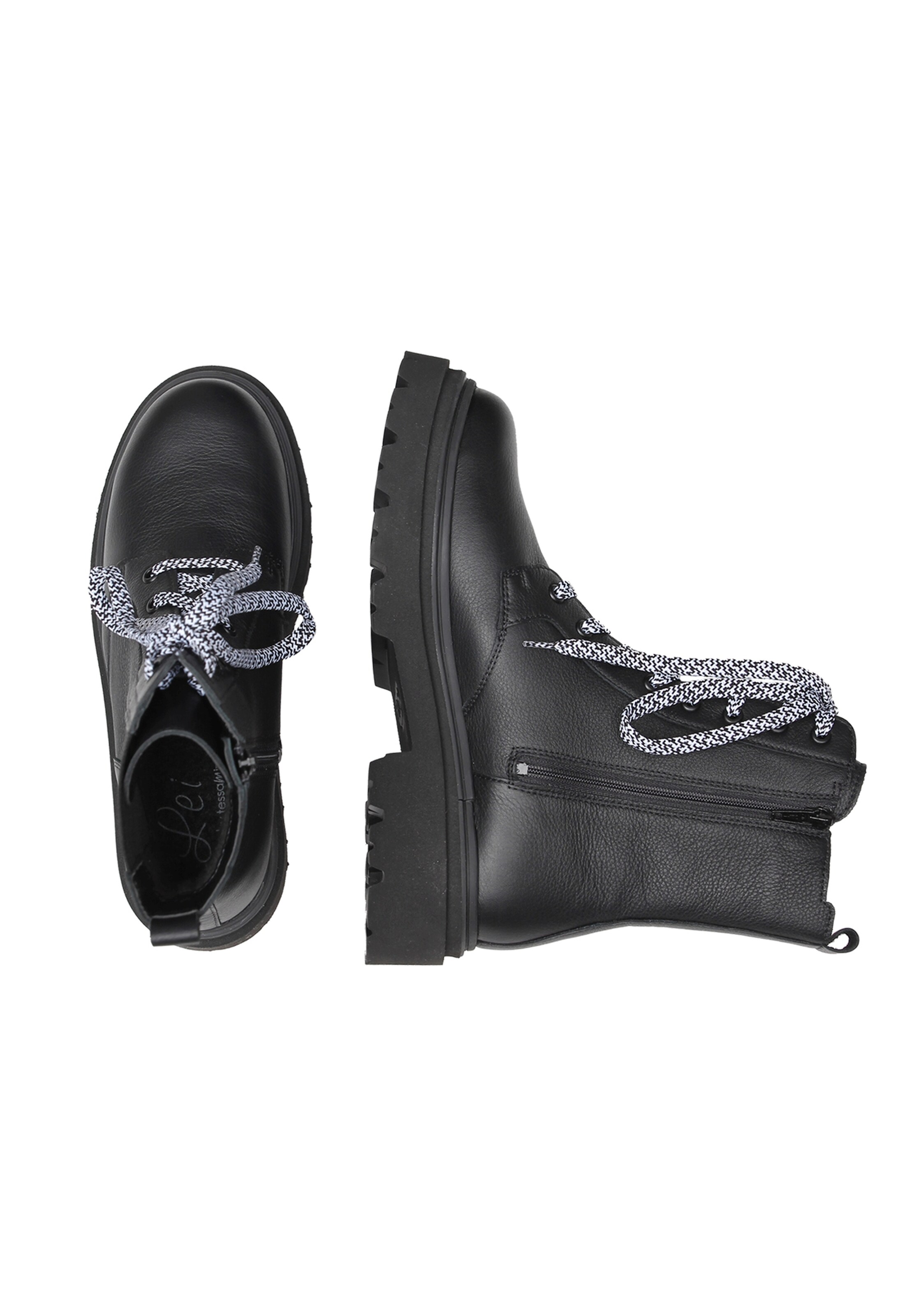 Lei by tessamino Schnürstiefelette 'Frizzi' in Schwarz