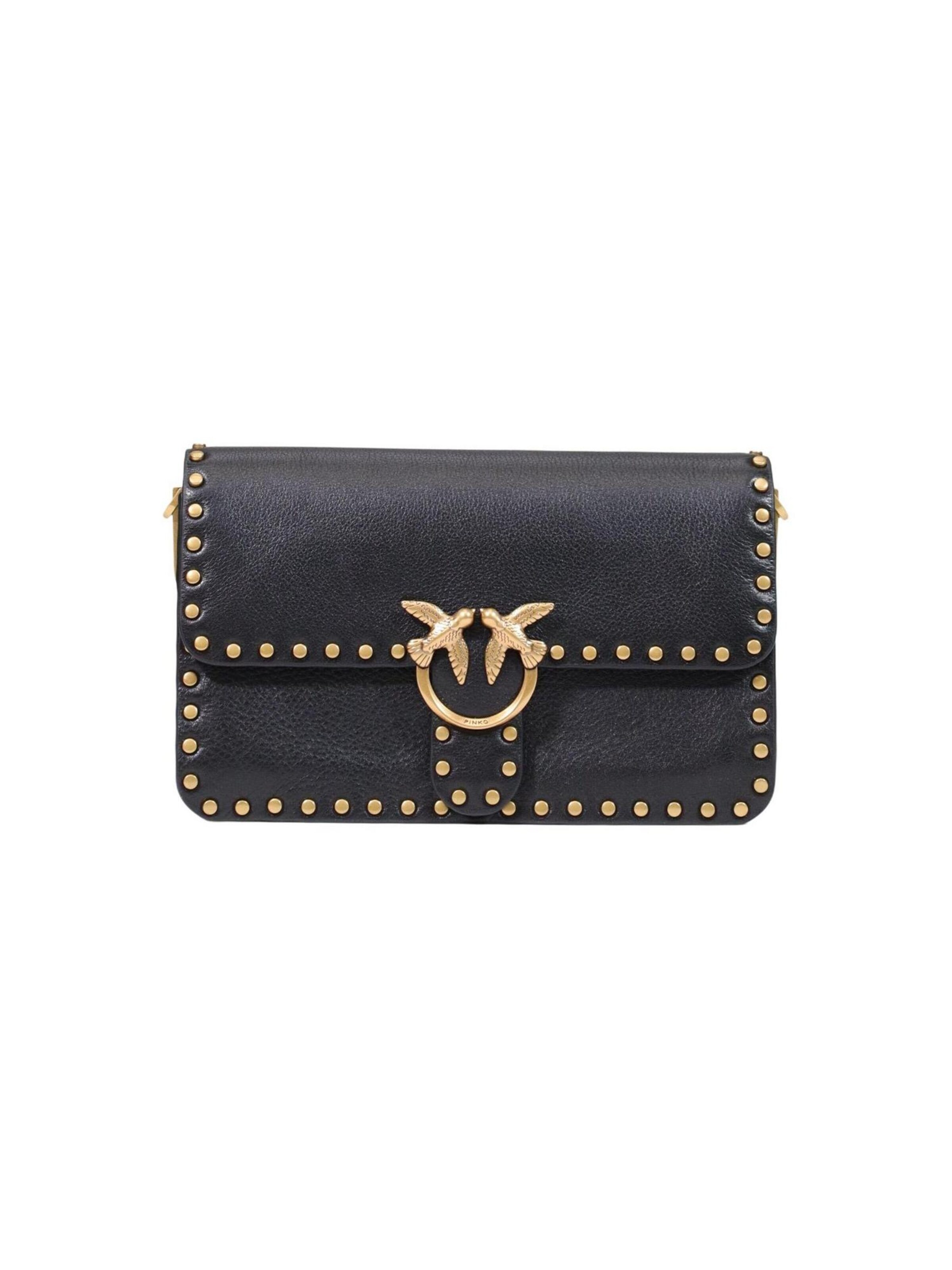 PINKO Schultertasche 'LOVE ONE SLOUCHY MN. STUDS SMA 107665 A2JG'‌ in Schwarz: Vorderseite