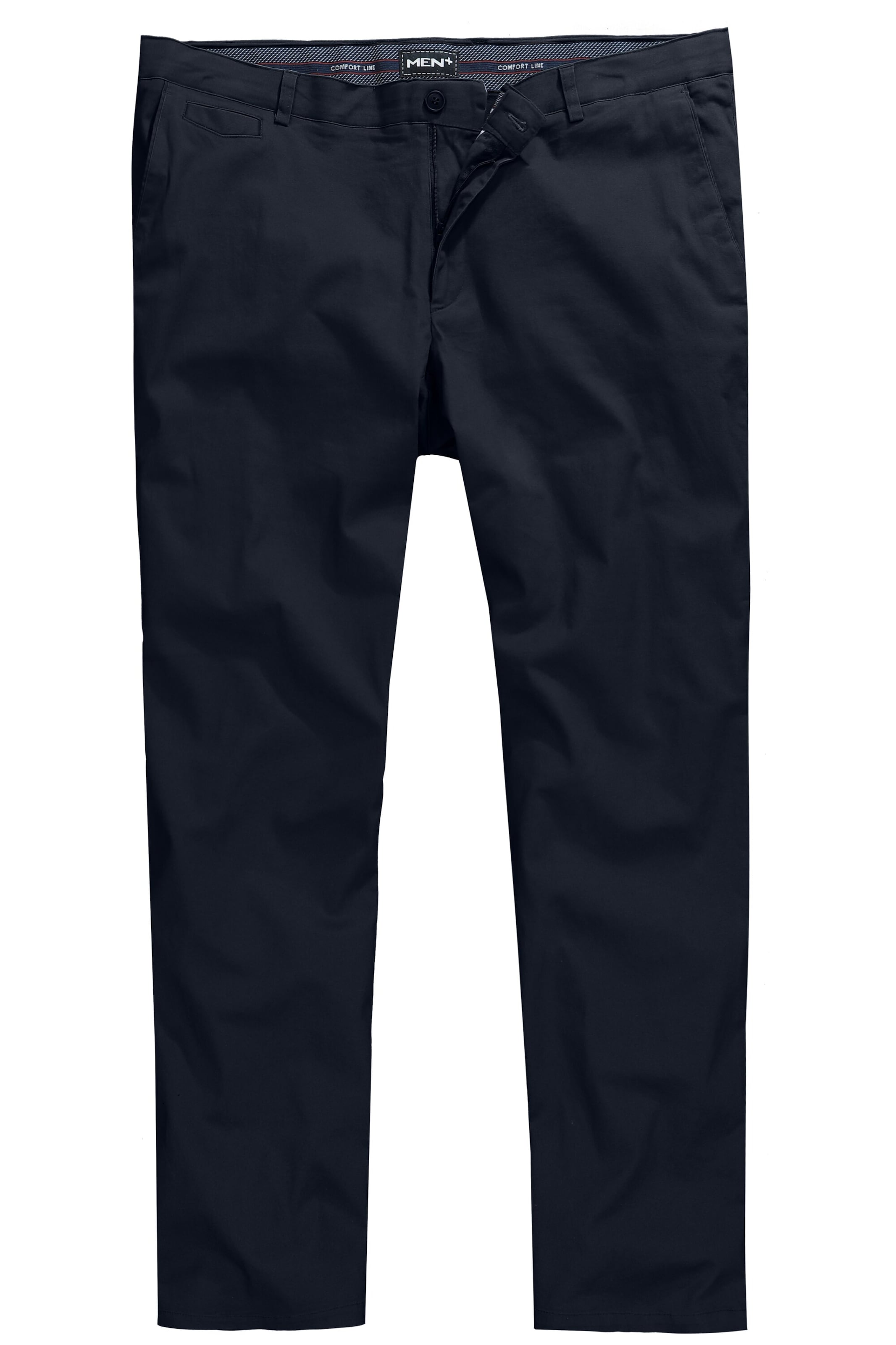 Men Plus Regular Chino in Zwart: voorkant