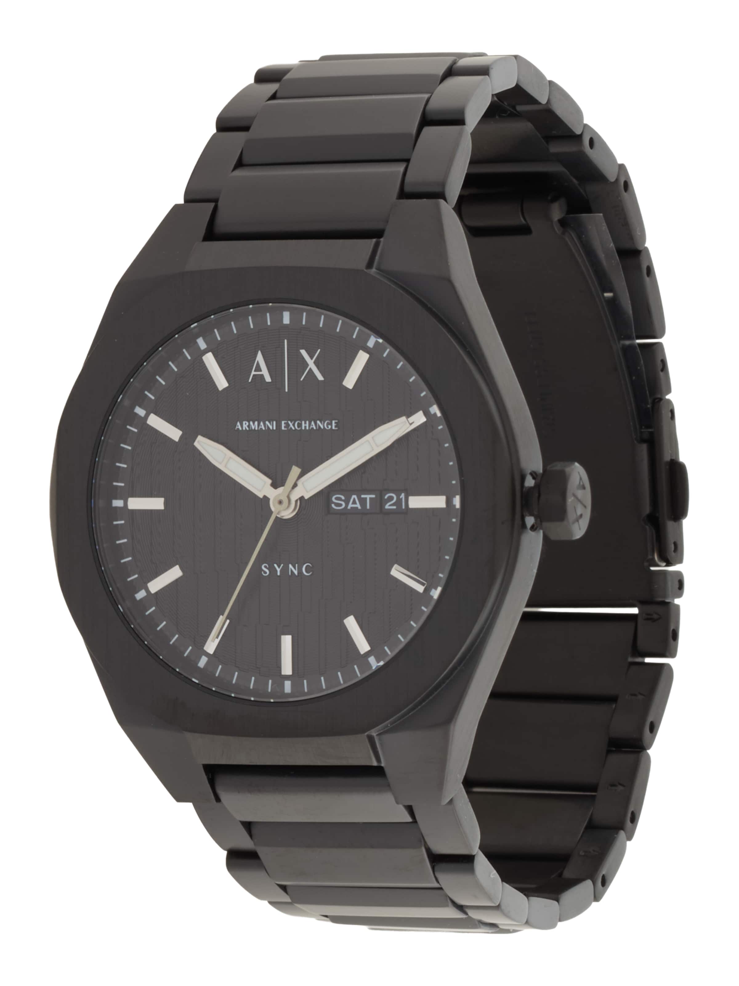ARMANI EXCHANGE Analogna ura 'SYNC' | črna barva: sprednja stran