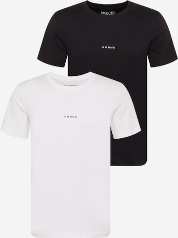 SELECTED HOMME - Camiseta en negro: frente