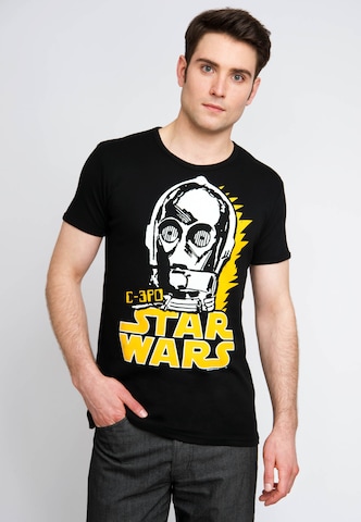 LOGOSHIRT Shirt 'C-3PO' in Black: front