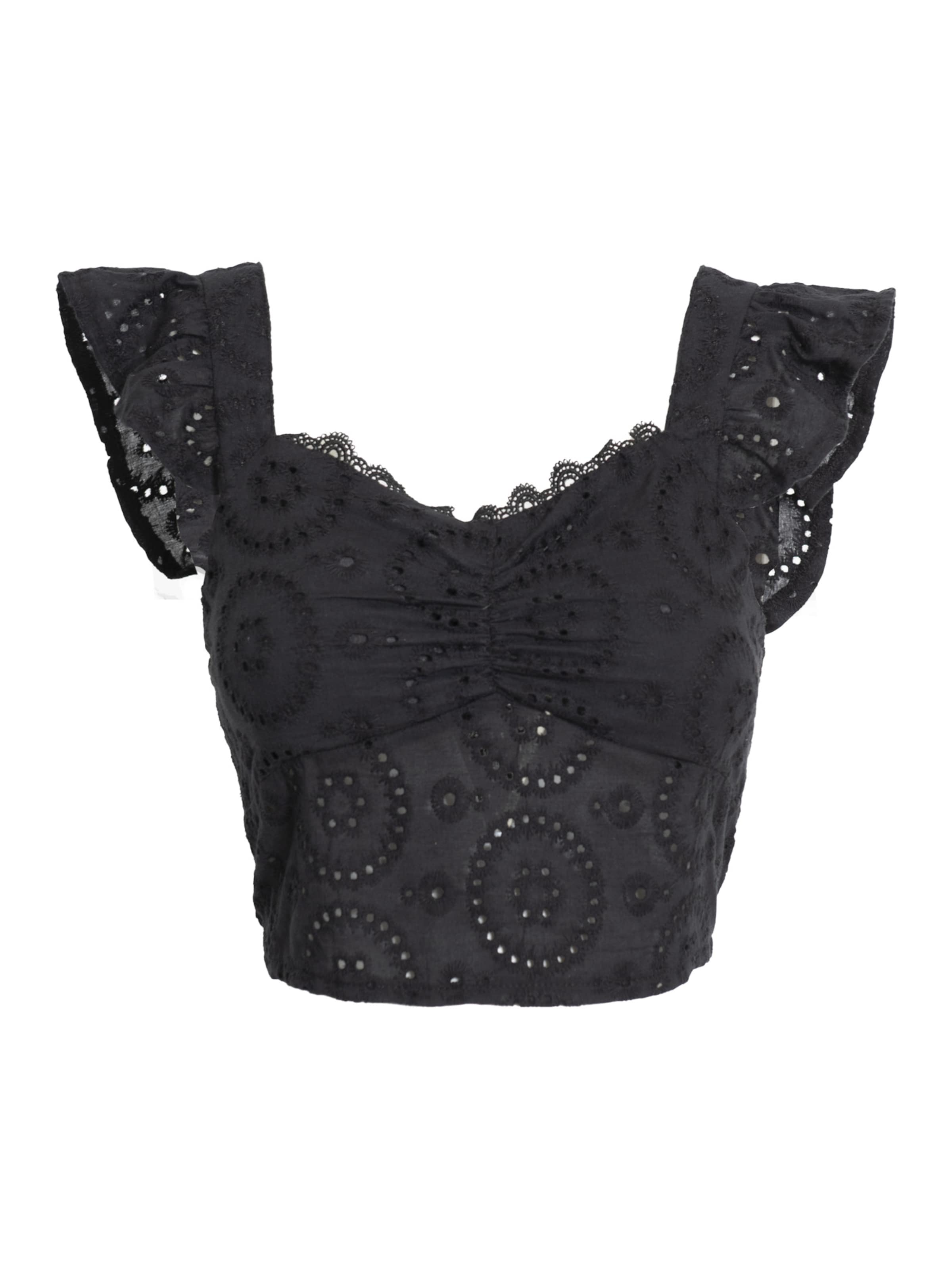 Influencer Blúzka 'Sangallo' - Čierna: predná strana