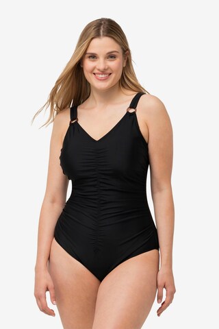 Ulla Popken T-shirt Swimsuit in Black: front