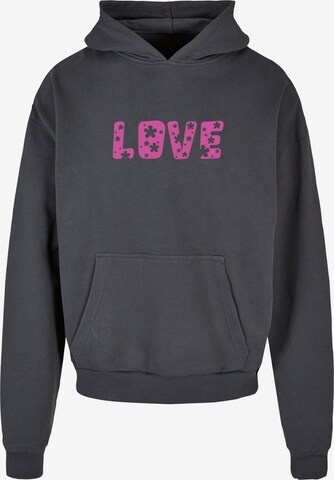 Merchcode Sweatshirt 'Valentines Day - Flowers Love' in Grijs: voorkant