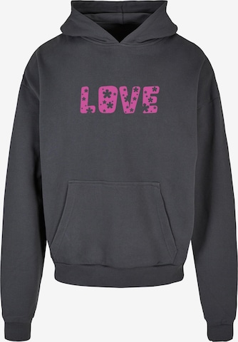Merchcode Sweatshirt 'Valentines Day - Flowers Love' in Grijs: voorkant